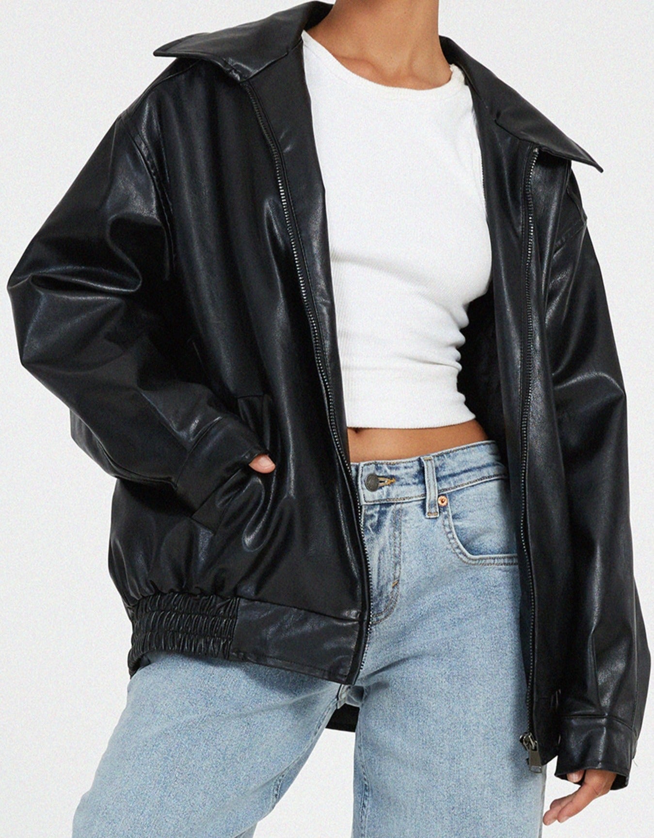 Veste en cuir ample pour femmes | Vintage
