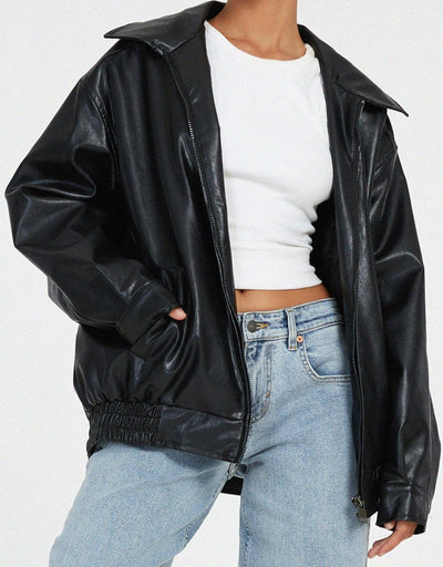 Veste en cuir ample pour femmes | Vintage