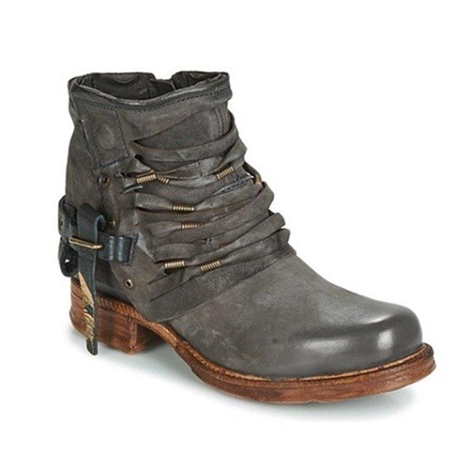 Bottes à cheville en cuir rétro pour femmes | Tendance