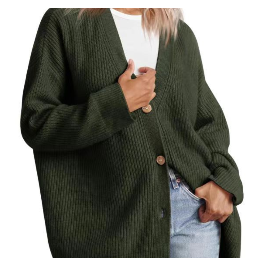 Cardigan de couette en tricot à boutons pour femmes | Chaud