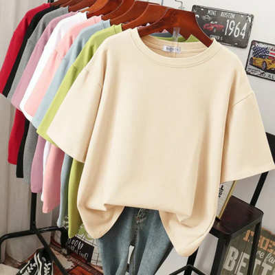 T-shirt femme en coton mélangé doux | Oversize