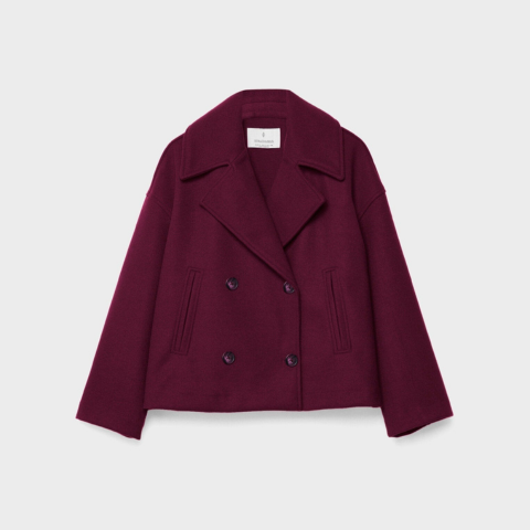 Manteau court à double boutonnage pour femme | Chaud