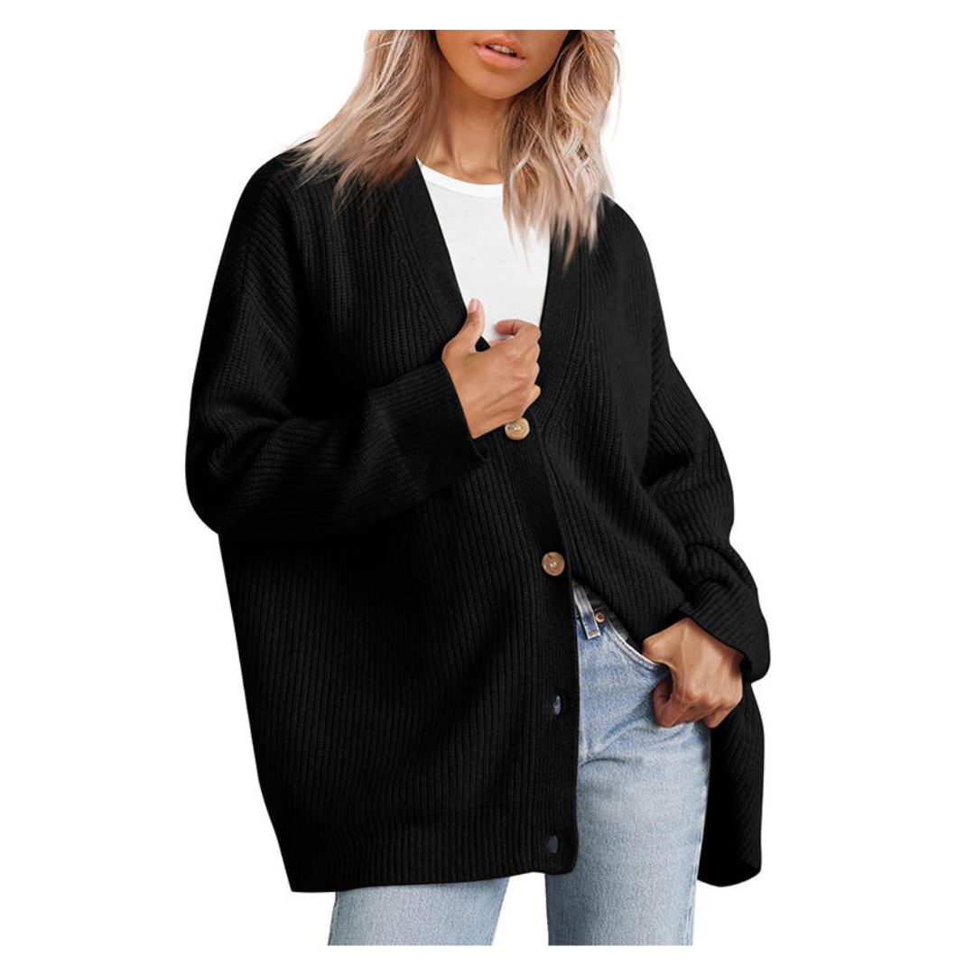 Cardigan de couette en tricot à boutons pour femmes | Chaud