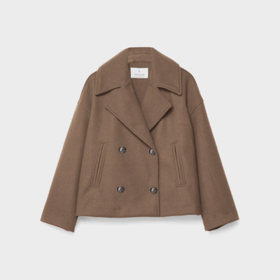 Manteau court à double boutonnage pour femme | Chaud