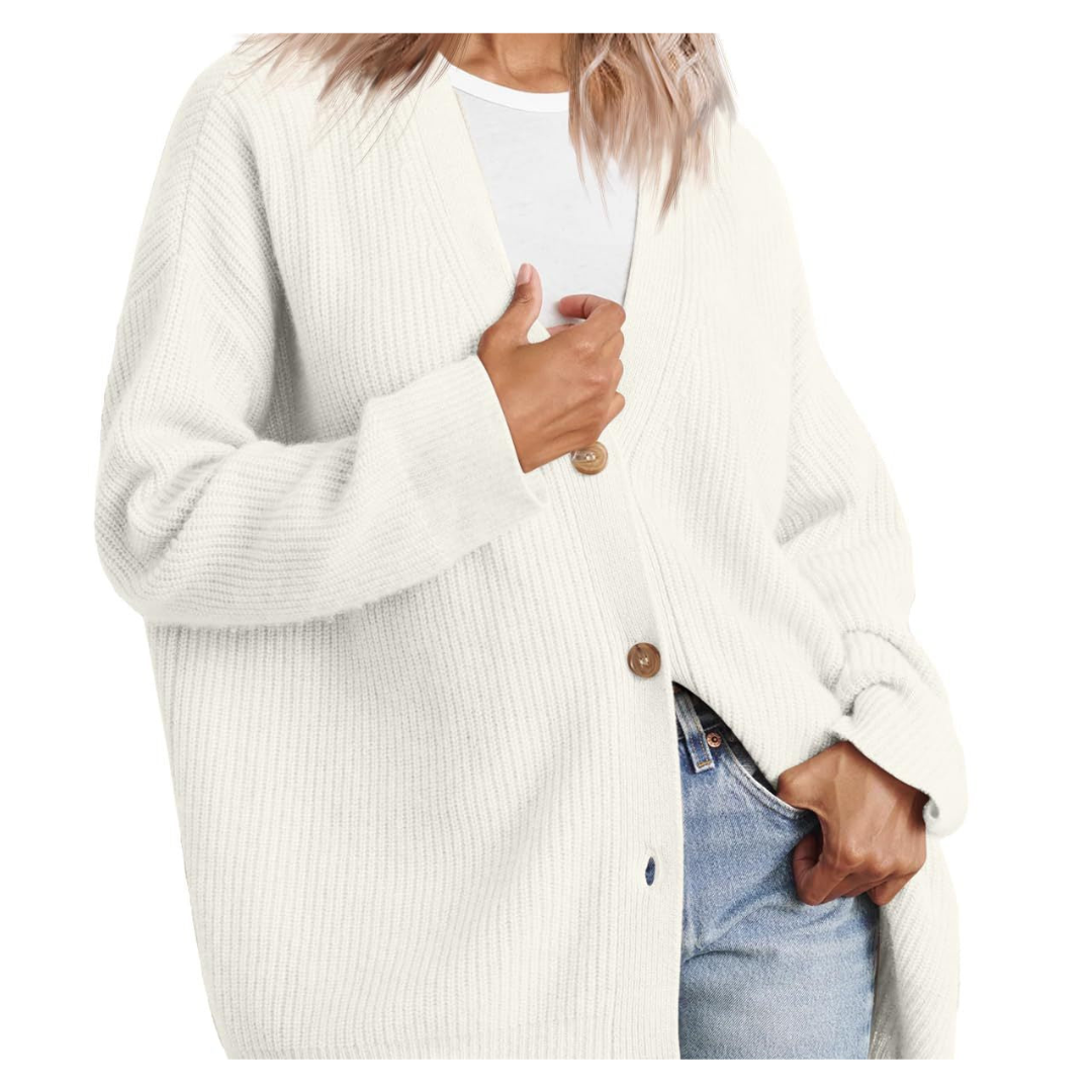 Cardigan de couette en tricot à boutons pour femmes | Chaud