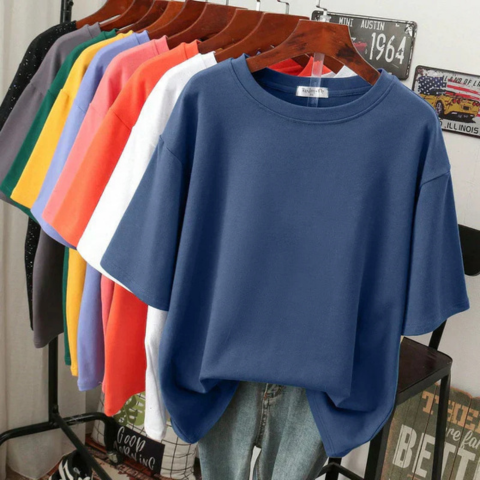 T-shirt femme en coton mélangé doux | Oversize