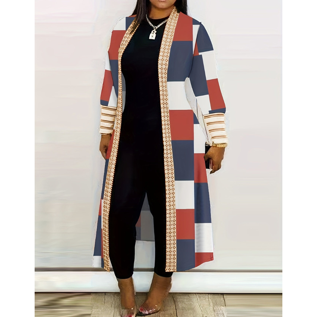 Cardigan long imprimé pour femmes | Chaud