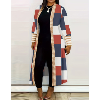 Cardigan long imprimé pour femmes | Chaud