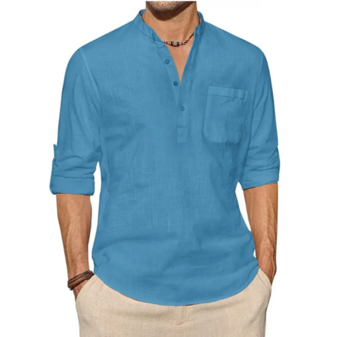 Chemise en lin respirante pour hommes | Manches longues