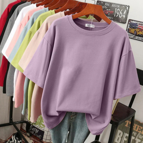 T-shirt femme en coton mélangé doux | Oversize