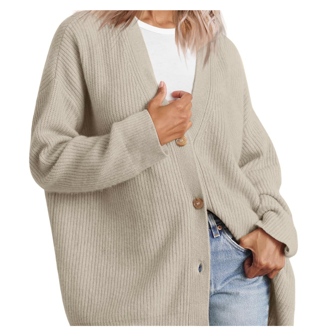 Cardigan de couette en tricot à boutons pour femmes | Chaud