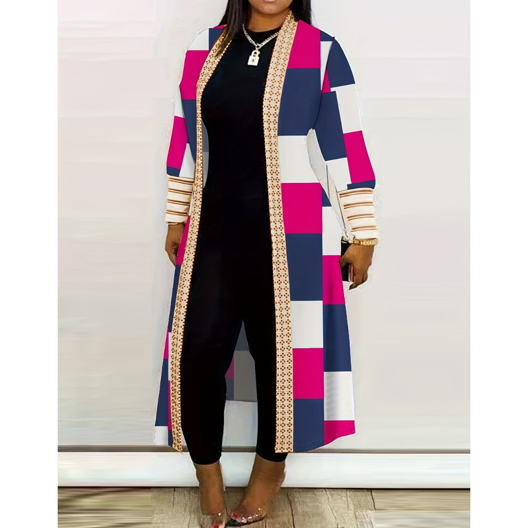 Cardigan long imprimé pour femmes | Chaud
