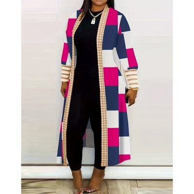 Cardigan long imprimé pour femmes | Chaud
