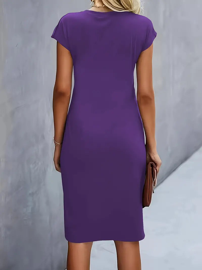 Robe de couleur unie pour femmes | Midi