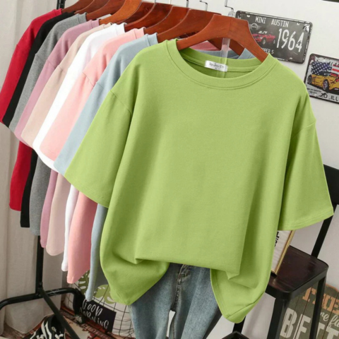 T-shirt femme en coton mélangé doux | Oversize