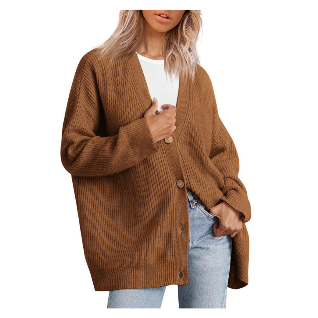 Cardigan de couette en tricot à boutons pour femmes | Chaud