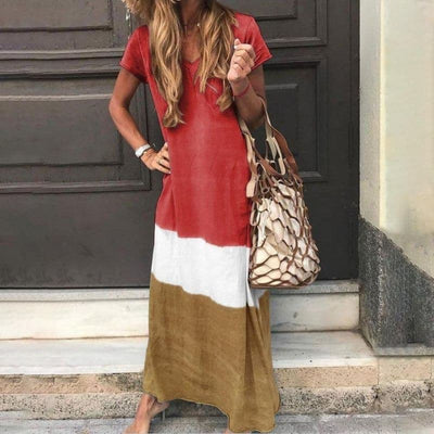 Robe Boho à blocs de couleurs pour femmes | Maxi