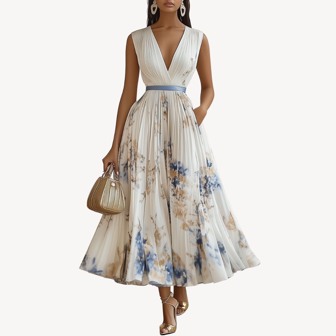 Robe blanche en mousseline à fleurs pour femme | Midi