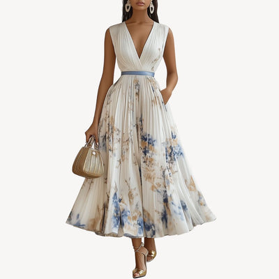 Robe blanche en mousseline à fleurs pour femme | Midi