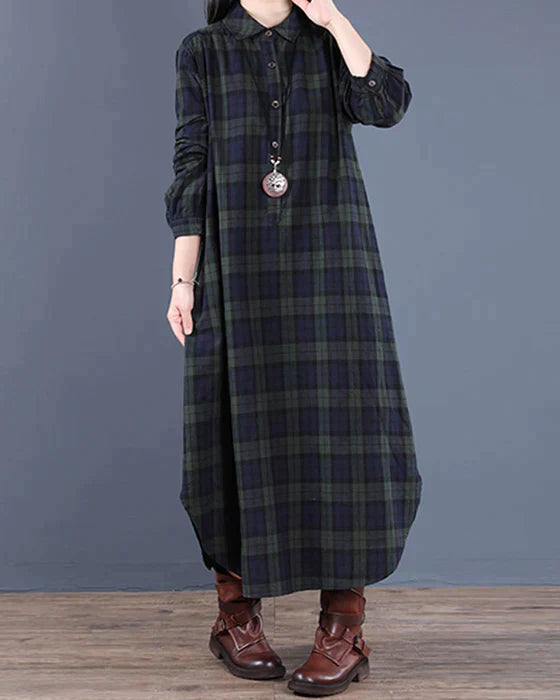 Robe Midi Pour Femmes En Tissu à Carreaux | Maxi