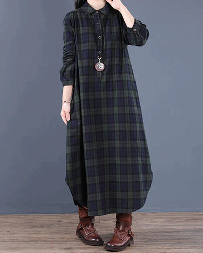 Robe Midi Pour Femmes En Tissu à Carreaux | Maxi