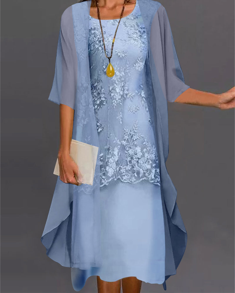 Robe élégante deux pièces en mousseline de soie pour femmes | Midi