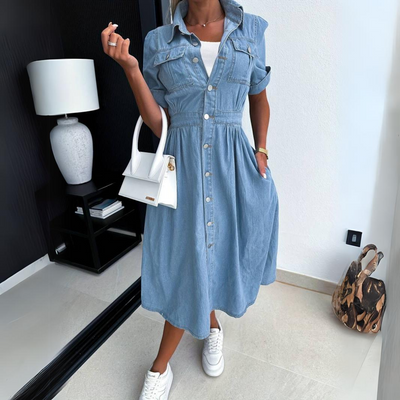 Robe en denim stylisée et durable pour femmes | Midi