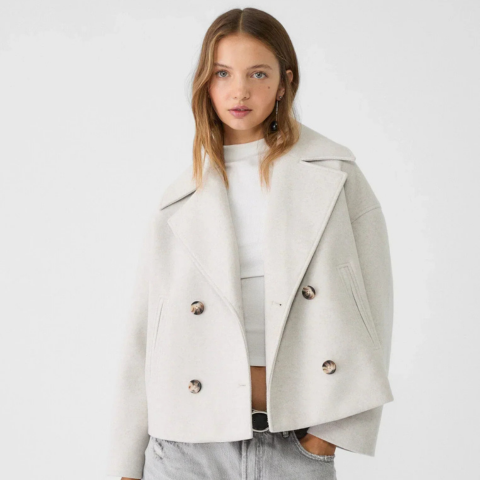 Manteau court à double boutonnage pour femme | Chaud