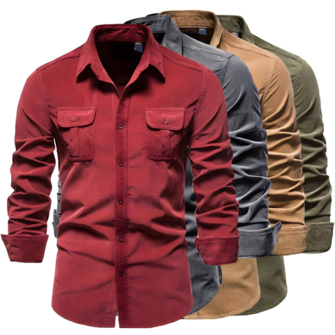 Chemise décontractée à boutons pour homme | Manches longues