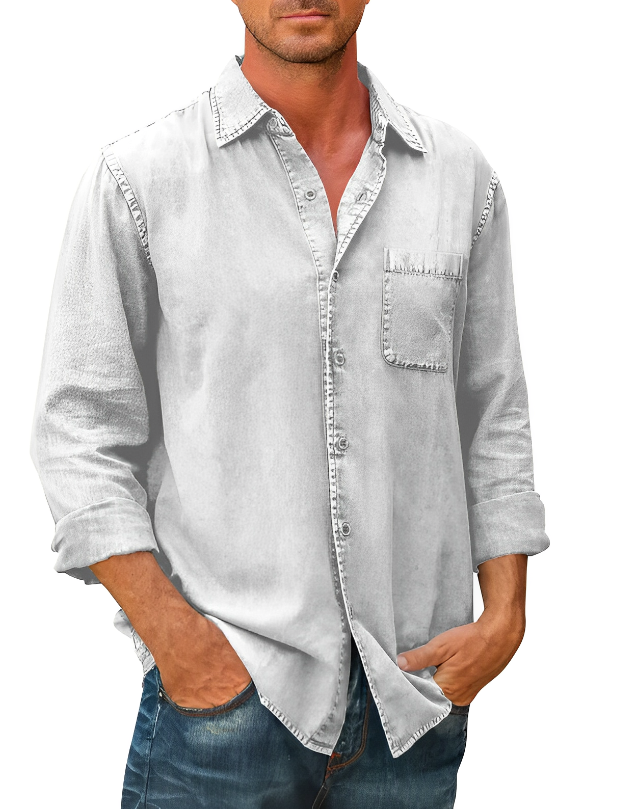 Chemise en jean pour hommes | Manches Longues