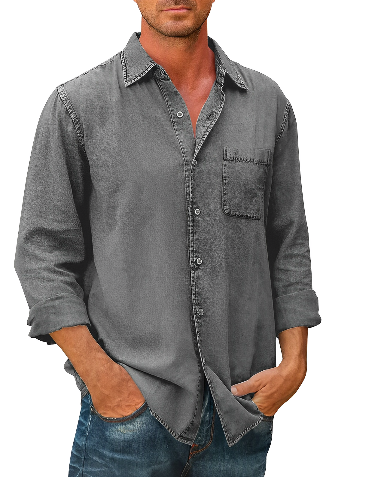 Chemise en jean pour hommes | Manches Longues