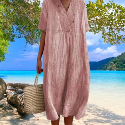 Robe Élégante en Lin et Coton pour Femme | Midi