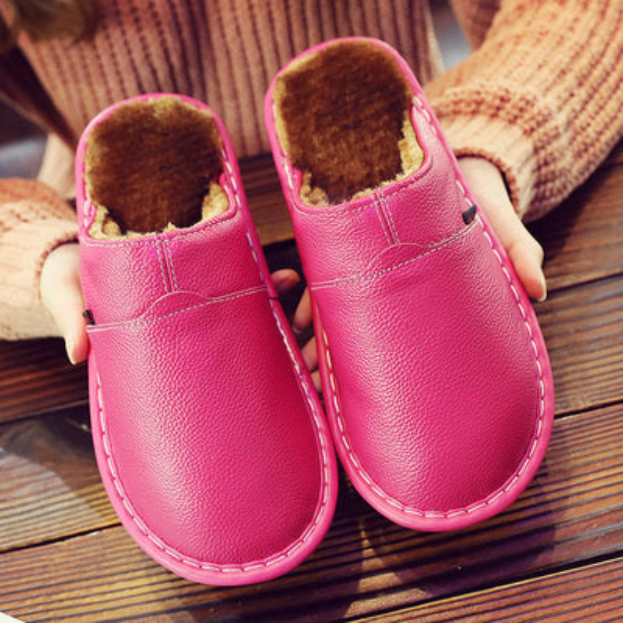 Pantoufles en cuir imperméable pour hommes | Confort