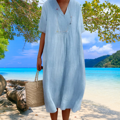 Robe Élégante en Lin et Coton pour Femme | Midi