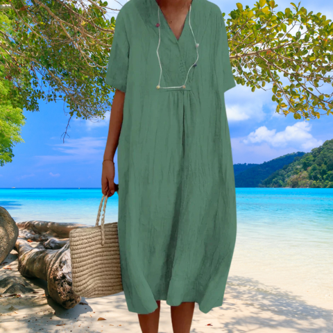 Robe Élégante en Lin et Coton pour Femme | Midi