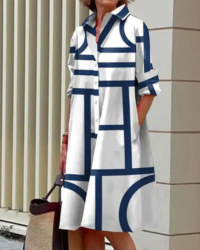 Robe élégante à imprimé géométrique pour femmes | Midi