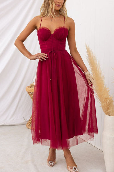 Robe Midi Élégante À Corset Pour Invitée De Mariage | Femme