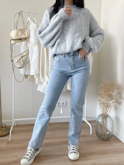 Jeans à paillettes pour femmes | taille haute