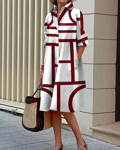 Robe élégante à imprimé géométrique pour femmes | Midi
