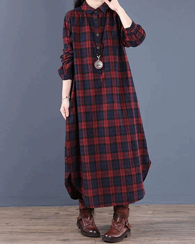 Robe Midi Pour Femmes En Tissu à Carreaux | Maxi