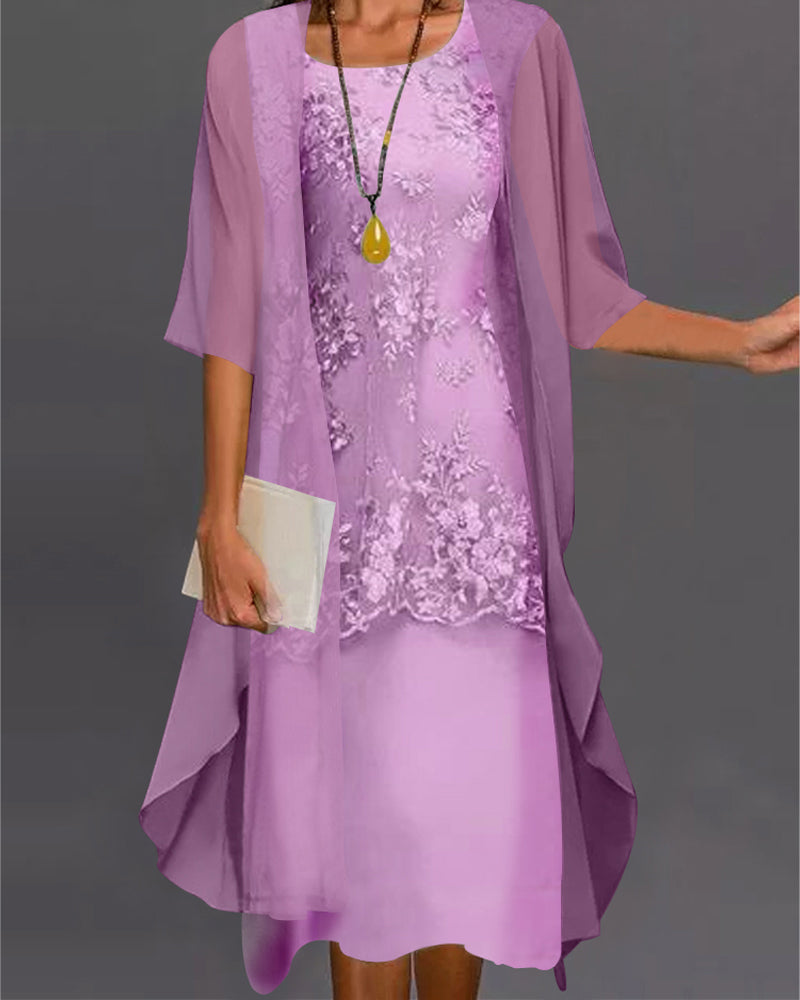 Robe élégante deux pièces en mousseline de soie pour femmes | Midi