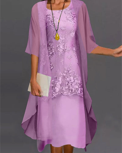 Robe élégante deux pièces en mousseline de soie pour femmes | Midi