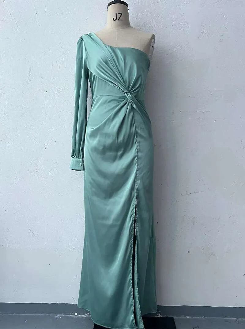 Robe drapée asymétrique pour femme | Maxi