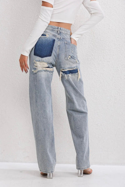 Jeans féminins à jambe droite | Taille haute
