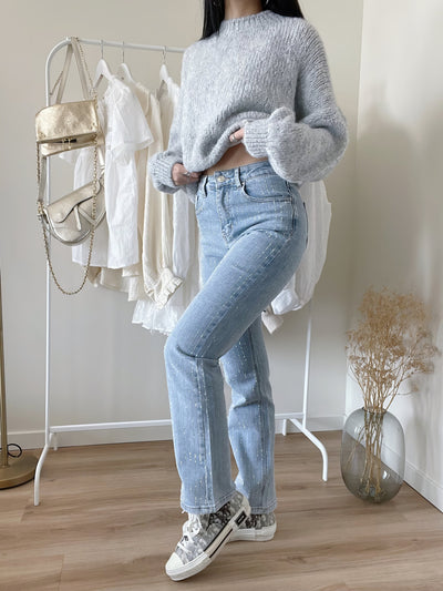 Jeans à paillettes pour femmes | taille haute