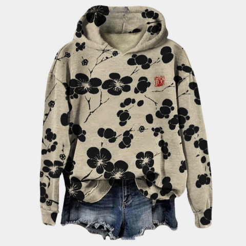 Sweat à capuche à imprimé floral pour femme | Chaud
