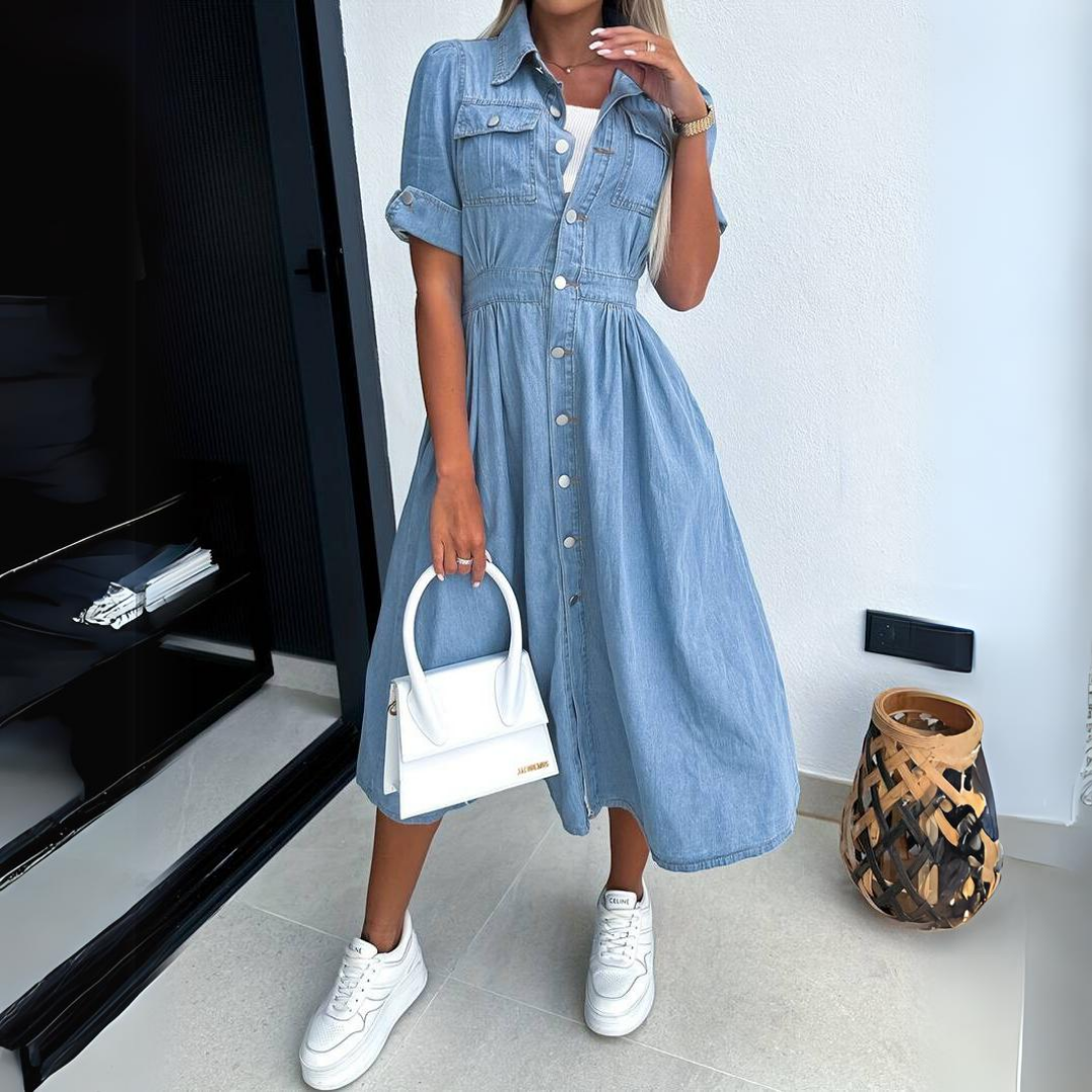 Robe en denim stylisée et durable pour femmes | Midi