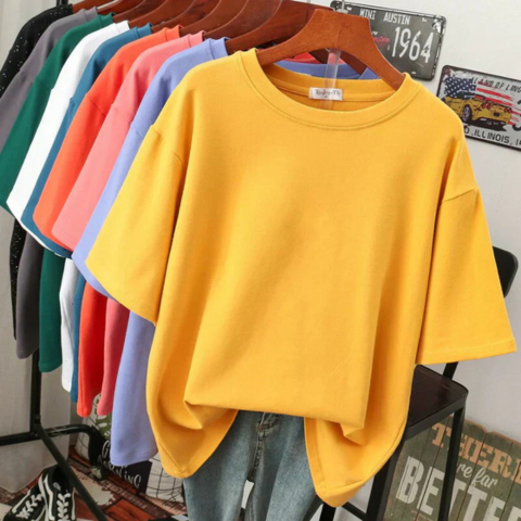 T-shirt femme en coton mélangé doux | Oversize