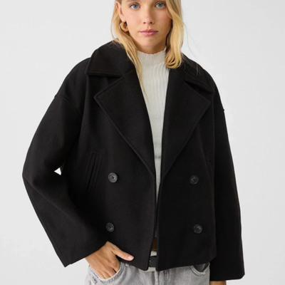 Manteau court à double boutonnage pour femme | Chaud
