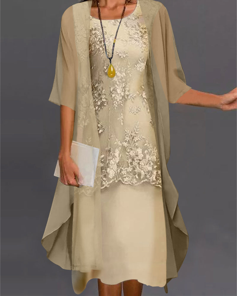Robe élégante deux pièces en mousseline de soie pour femmes | Midi
